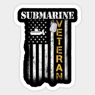 US Navy Submarine Veteran USA Flag Vintage Submariner Gift Sticker